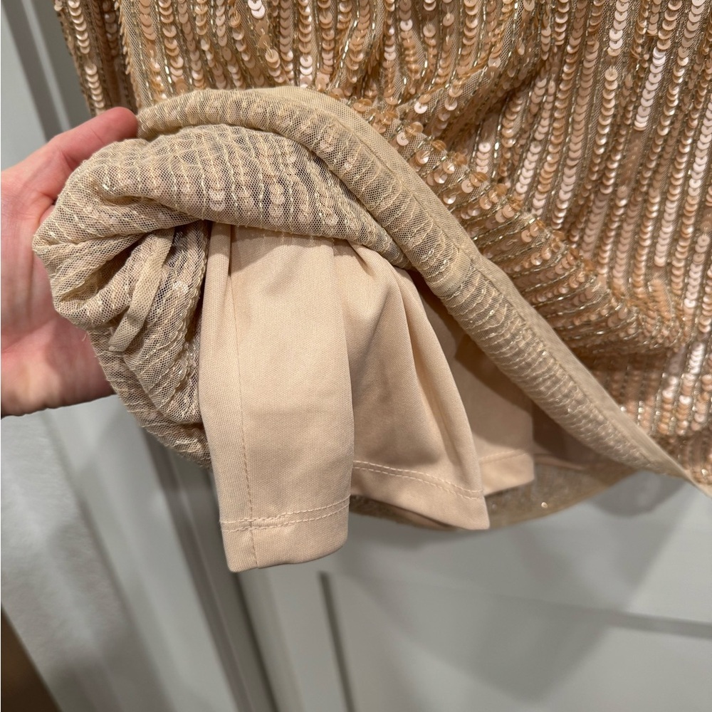 Mac Duggal Metallic Minidress Nude Size 10 Cocktail Collection EUC - Picture 7 of 10